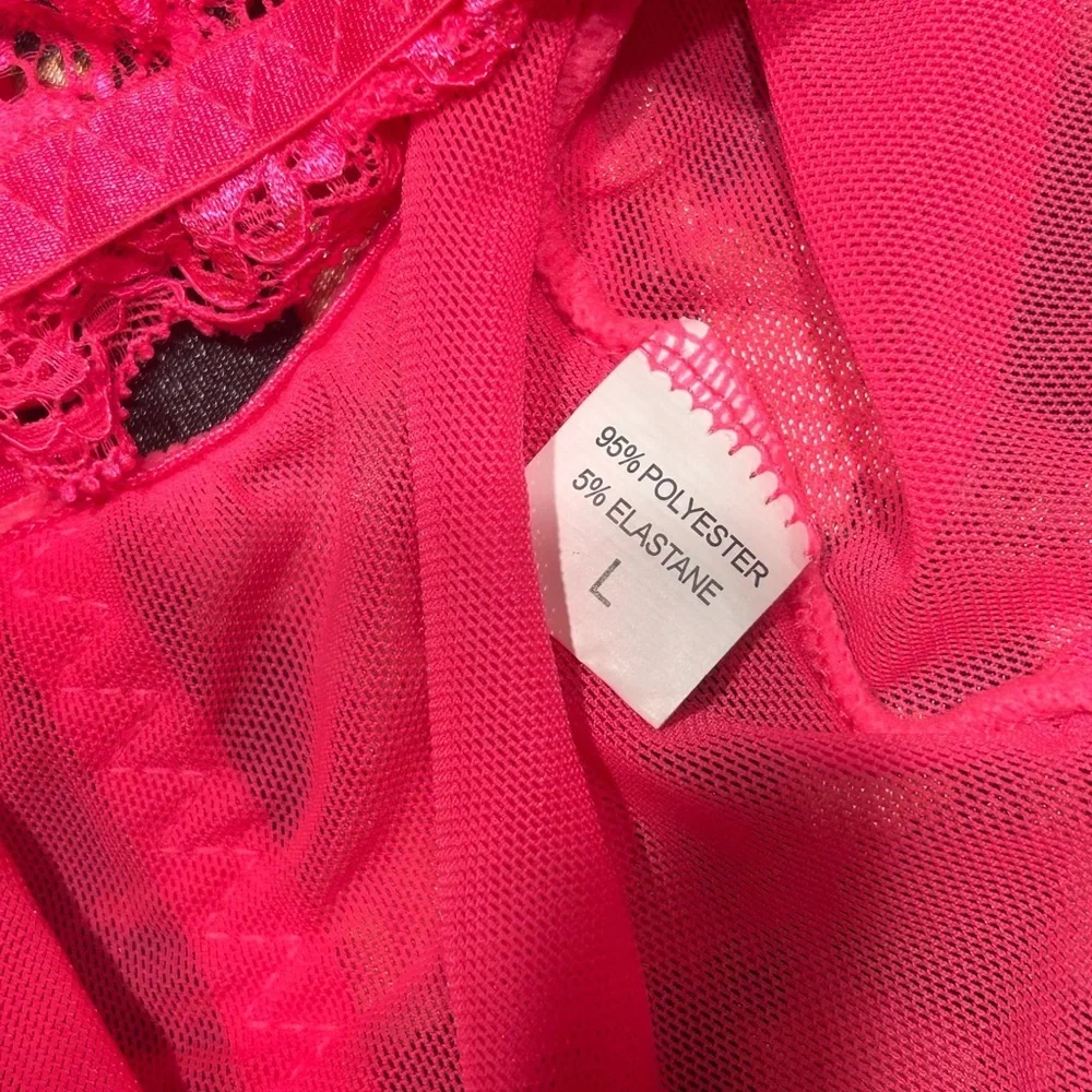Shein Hot Pink Mesh & Lace Bra